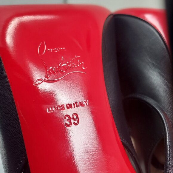 Christian Louboutin Black Strappy Condora Leather Heel Shoe - Picture 4 of 12